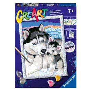 CreArt Schilderen op Nummer - Schattige Huskies