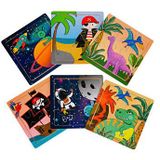 24 Stuks Houten Puzzel - Dinosauru - Piraa - Ruimte - Uitdeelcadeautje Traktatie Kinderverrassingen