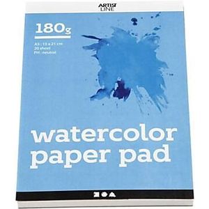 Aquarelblok Wit A5 180gr, 20 Vellen