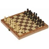 Houten opvouwbaar schaakbord - Speel samen met kinderen en volwassenen - Inclusief schaakstukken - Formaat 30x30 cm