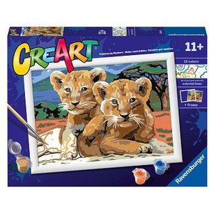 CreArt Schilderen op Nummer - Kleine Leeuwenwelpjes