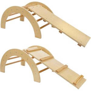 Houten Klimboog met Glijbaan Set