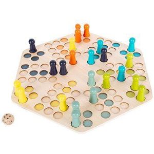 Small Foot - Houten Ludo voor 6 spelers | XXL-formaat | Grote speelstukken