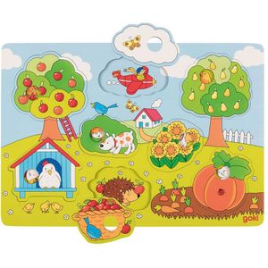 Goki Houten Achtergrond Vormenpuzzel in de Tuin, 8st.