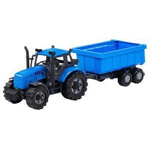 Cavallino Tractor met Kiepwagen Aanhangwagen Blauw, Schaal 1:32