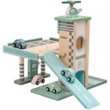 Pastelkleurige Houten Parkeergarage en Tankstation met Lift