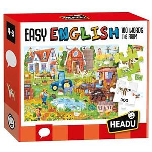 Headu Easy English 100 Words Farm Puzzel (108 stukjes) - Leer Engels op de boerderij