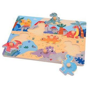 Joueco Houten Dino Noppenpuzzel, 7st.