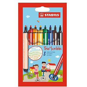 STABILO Trio Scribbi - Viltstift Met Meeverende Punt - Set 8 Stuks