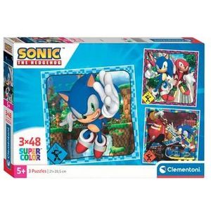 Clementoni Legpuzzel Super Color Vierkant Sonic, 3x48st.