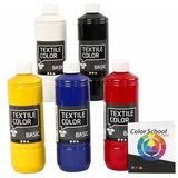 Textielverf - Primaire kleuren, 5x500ml