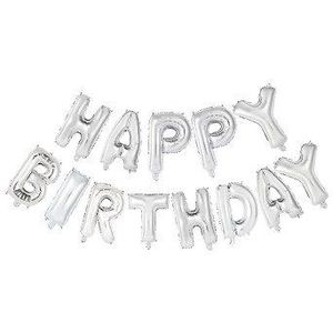 Folieballon Tekst Happy Birthday Zilver