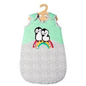 Heless Poppenslaapzak Pinguïn Fluweel Groen/Wit Mt 28-35 Cm