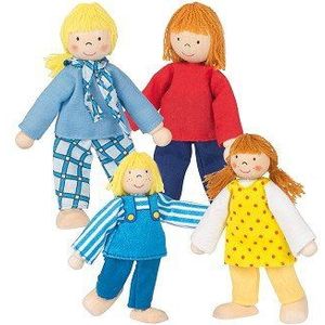 Goki - Poppenhuisfamilie - Set van 4 buigpoppen - Jonge familie