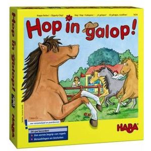 Haba Spel Spelletjes vanaf 3 jaar | Hop in Galop | Tactiek- en dobbelsteenspel voor paardenliefhebbers | 2-4 spelers | 10 minuten speelduur