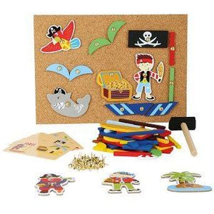 Small Foot - Hamertje Tik Piraat: Gezelschapsspel voor kinderen vanaf 6 jaar | Inclusief kurkbord, hamer en piratenmotieven