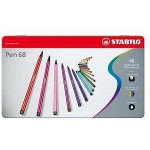 STABILO Pen 68 - Viltstift - Metalen Doos Met 40 Stuks