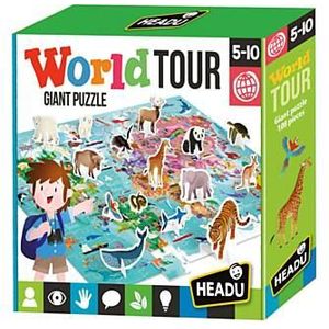 Headu Legpuzzel Wereld met 3D Elementen, 108st.