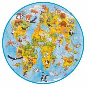 XXL Wereldpuzzel (49 stukjes) - Dieren en Continenten