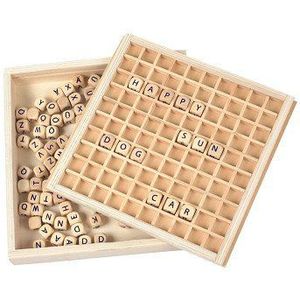 Small Foot Woorden Zetten - Gezelschapsspel voor Kinderen - Leeftijd 3+ - 145 Letterblokjes - Houten Opbergdoos