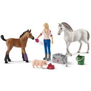 schleich FARM WORLD Dierenarts op Bezoek bij Merrie en Veulen 42486