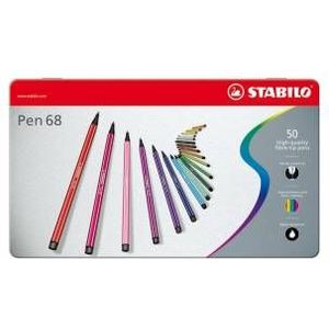 STABILO Pen 68 - Viltstift - Metalen Doos Met 50 Stuks