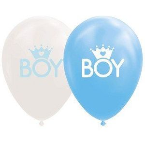 Ballonnen Zoon Baby Blauw/Wit 30cm, 8st.