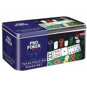 Texas Hold'em Poker Set in Tin - Complete Pro Poker Set for Ages 11+, Includes 200 Chips, 2 Decks of Cards, and Poker Mat