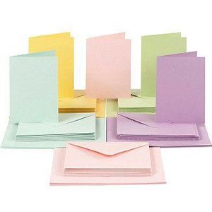 Kaarten en Enveloppen Pastelkleuren, 50 Sets