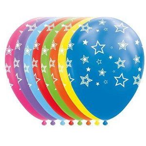 Ballonnen Sterren Mix Kleuren 30cm, 8st.