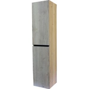 Hoge Kolomkast Generation 160 cm Natuur Eik greeplijst aluminium mat zwart