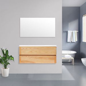 Badkamermeubel Nola Wood Eiken met Flat Kunstmarmer Top 120 cm zonder Standaard Spiegel