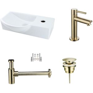 Fonteinset Keramiek Bee met kraan, afvoer en sifon Goud 40x22x12,5 cm Kraangat Rechts