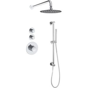 Sani Royal Pro Inbouw Regendouche Chroom Messing Glijstang met 2 stopkranen met Muursteun en Douchekop 30cm