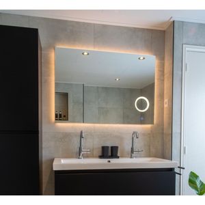 Badkamerspiegel met LED Verlichting en Make Up Spiegel met Touch en Dimbaar in 3 Standen 140 cm met Spiegelverwarming