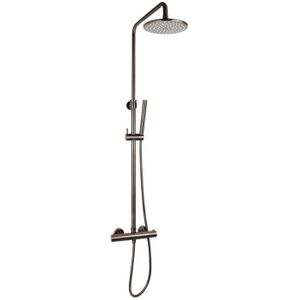 Sani Royal Opbouw Regendouche met Thermostaatkraan Gun Metal messing geborsteld Compleet 30 cm Rond
