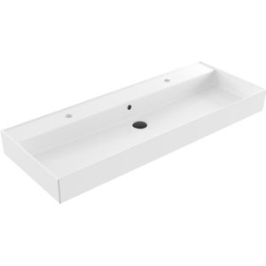 Wastafel Edge Keramiek Wit Glans Enkelbak met 1 afvoergat 120x46,5x12 cm 2 kraangaten