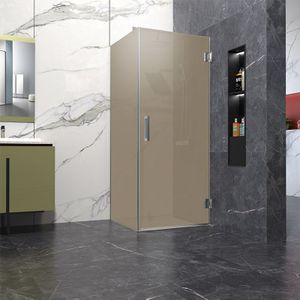 Douchecabine bronsglas 60x60cm Anti-Kalk met profielloze douchedeur 60cm 200cm hoog RVS