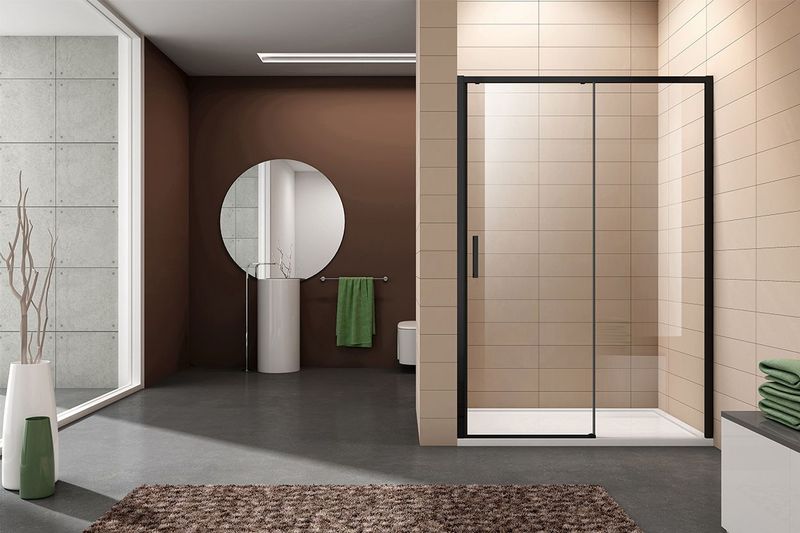 Douchedeur met Schuifdeur 100x200 cm Mat Zwart Anti Kalk Helder Veiligheidsglas