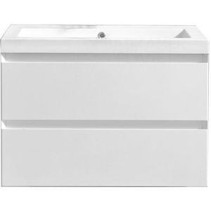 Badkamermeubel Trento Infinity 80 cm Hoogglans Wit zonder Standaard Spiegel zonder kraangaten