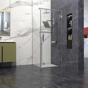 Douchecabine helder glas 100x70cm Anti-Kalk met profielloze douchedeur 100 cm 200cm hoog chroom