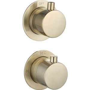 Inbouw Thermostaatkraan Compleet Goud Messing Geborsteld met Afwerkringen