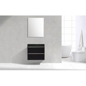 Badkamermeubel Generation Deep Black 60 cm Quartz Classic greeplijst aluminium zonder Standaard Spiegel zonder kraangaten