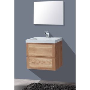 Badkamermeubel Nola Wood Eiken Mineraal 60 cm zonder Standaard Spiegel met 1 kraangat