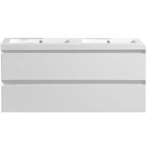 Badkamermeubel Trento Infinity 120 cm Hoogglans Wit zonder Standaard Spiegel met 2 kraangaten