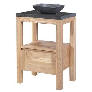 Badkamermeubel Rubio Wood Eiken met Sub Kom 60 cm met Standaard Spiegel