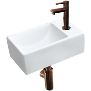 Keramische Fonteinset Nardo met Kraan, Afvoer en Sifon Brons 30x18.5x9.5 cm Kraangat Rechts