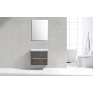 Badkamermeubel Generation Sherwood Warm Grey 60 cm Keramiek greeplijst aluminium zonder Standaard Spiegel zonder kraangaten