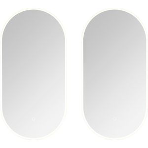Dubbele ovale Badkamerspiegel met LED Verlichting met Touch en Dimbaar in 3 Standen cm 90x45 cm