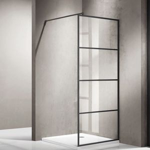 Douchewand Mat Zwart Raster 90x200 cm Horizon 8 mm Nano Easy Clean